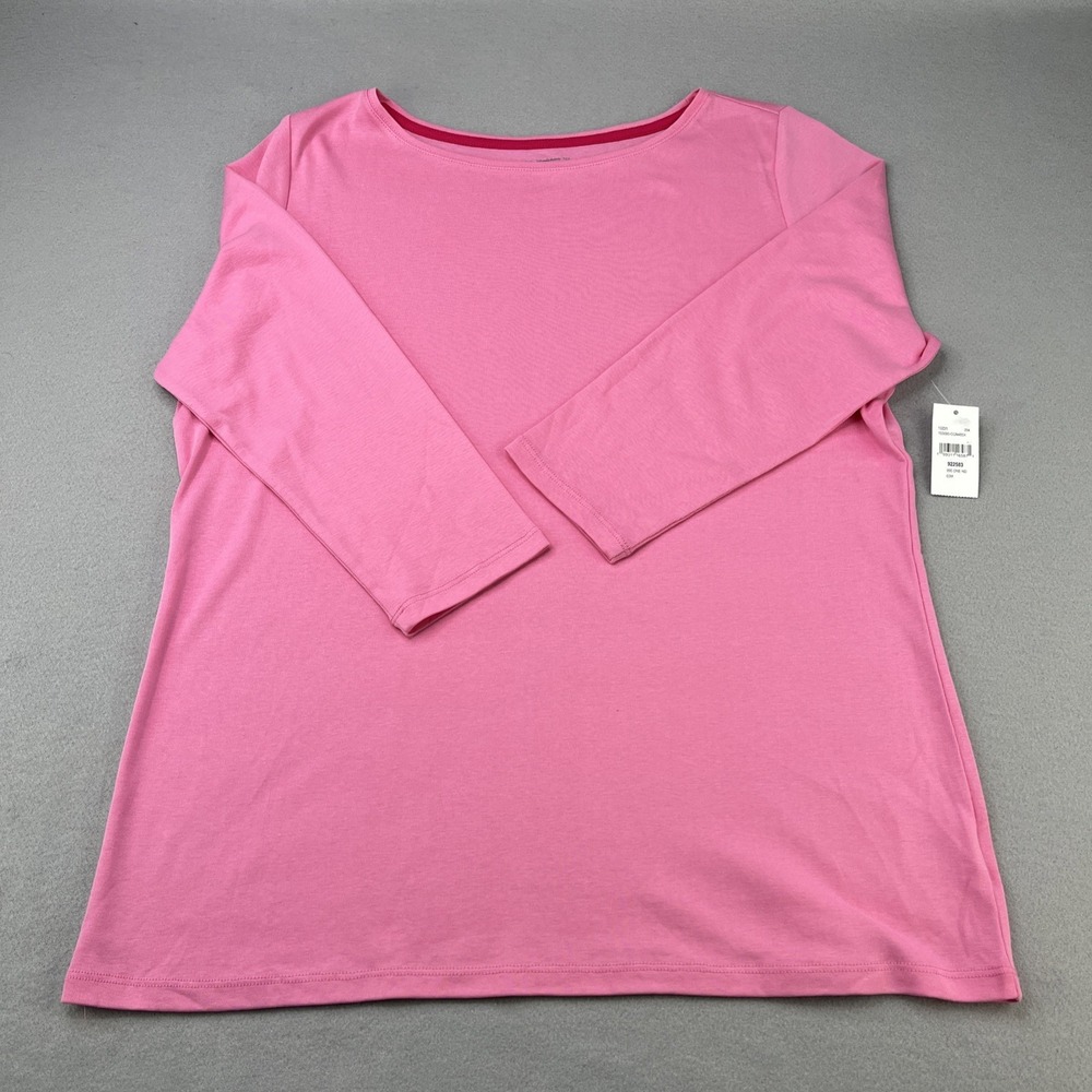 NWT The Talbots Tee Women's 1X Pink 3/4 Sleeve Tee 100% Pima Cotton Soft